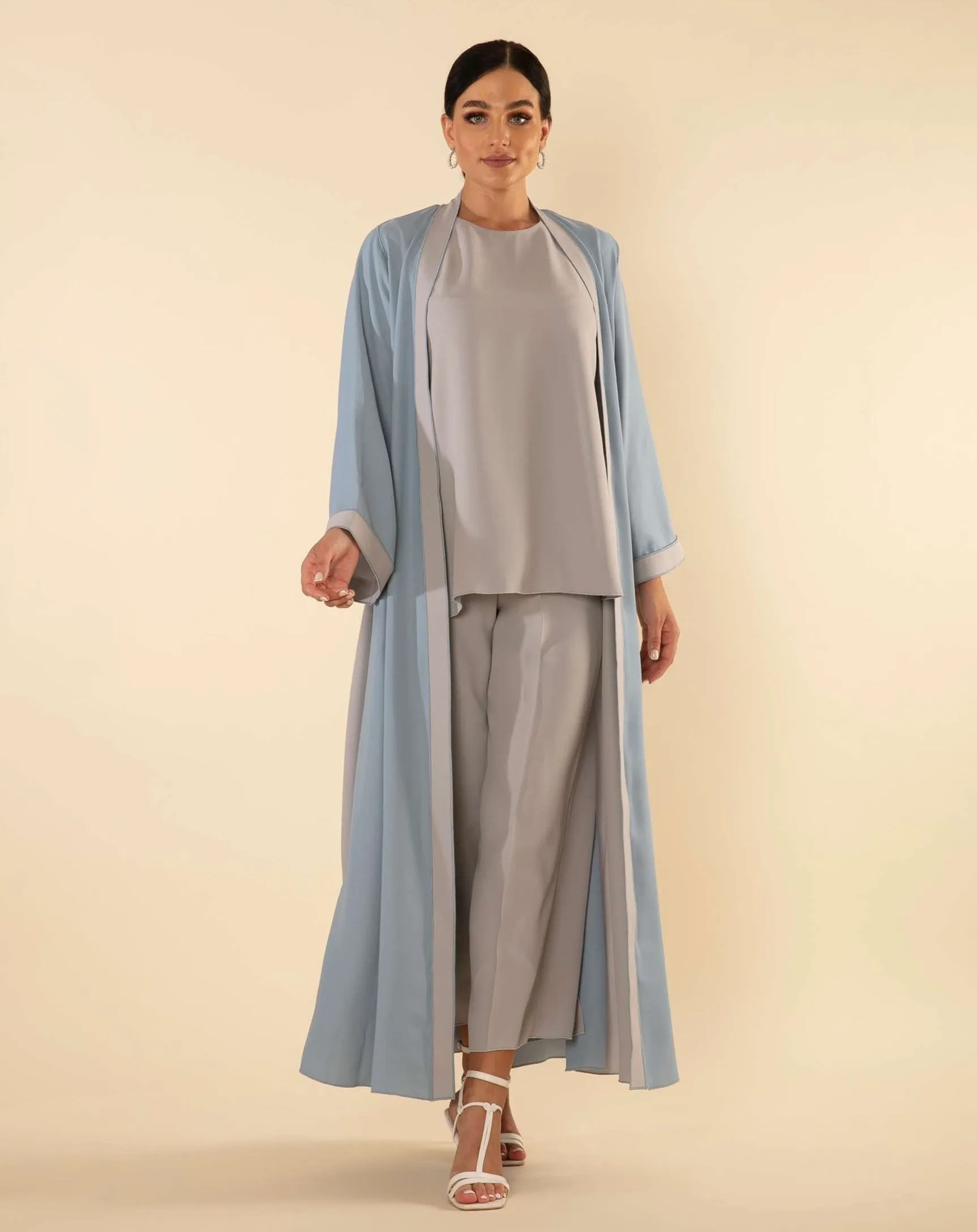 2 TONS GREY/BLUE ABAYA SET