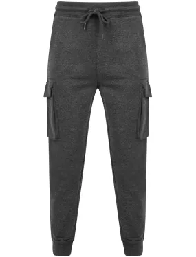 Addison Multi-Pocket Cargo Style Cuffed Joggers in Charcoal Marl - Tokyo Laundry