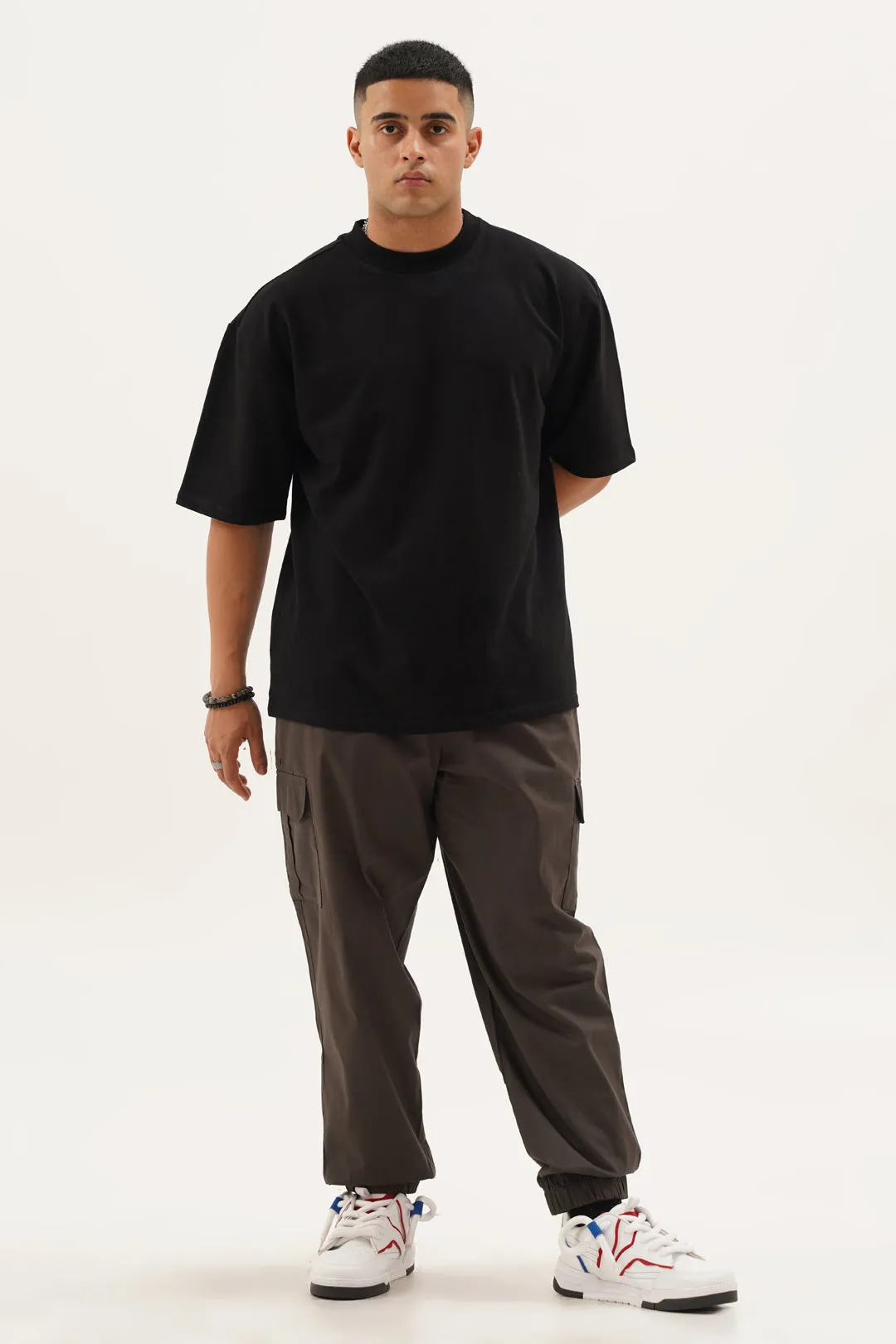 Aish Grey Cargo Parachute Pants