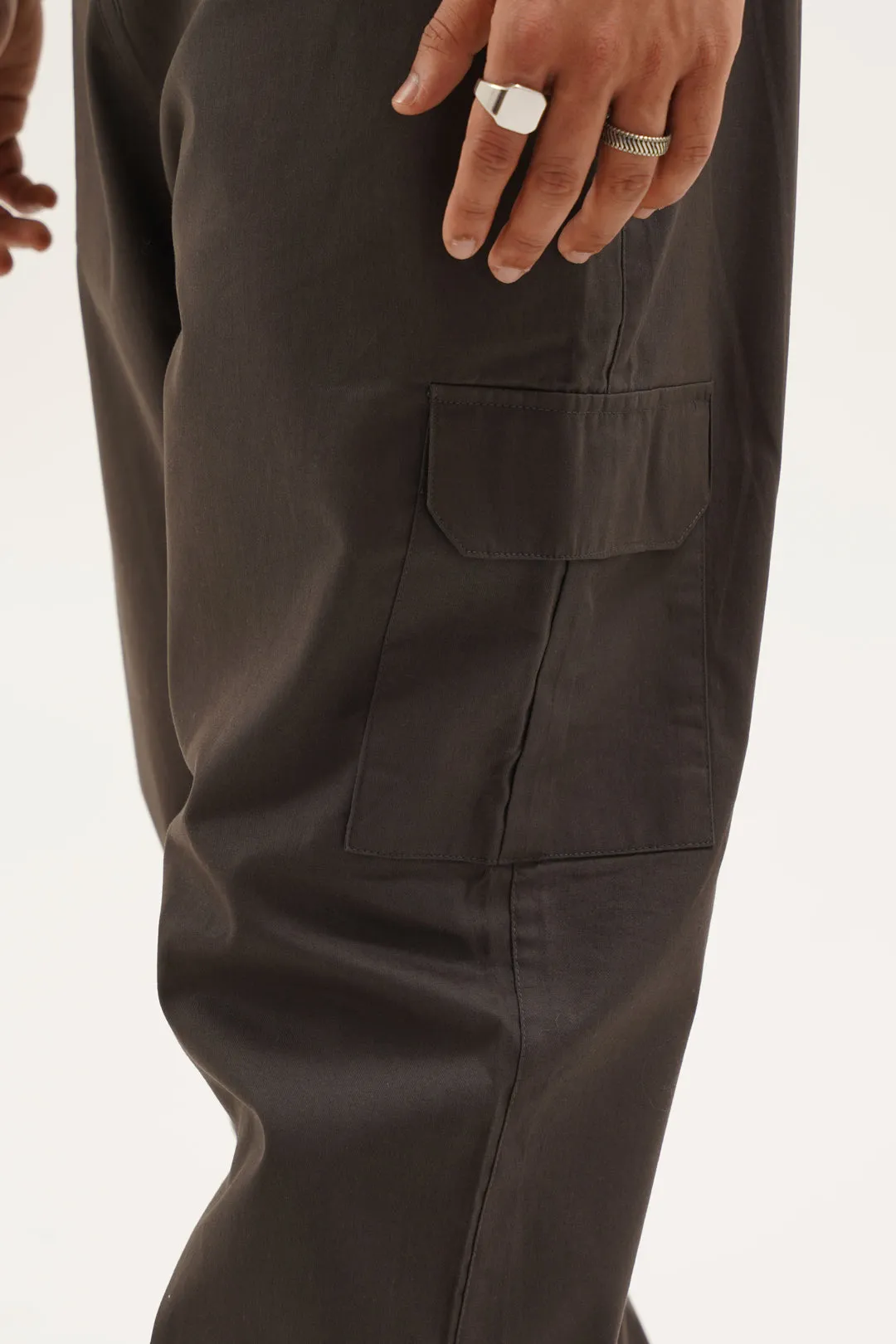 Aish Grey Cargo Parachute Pants