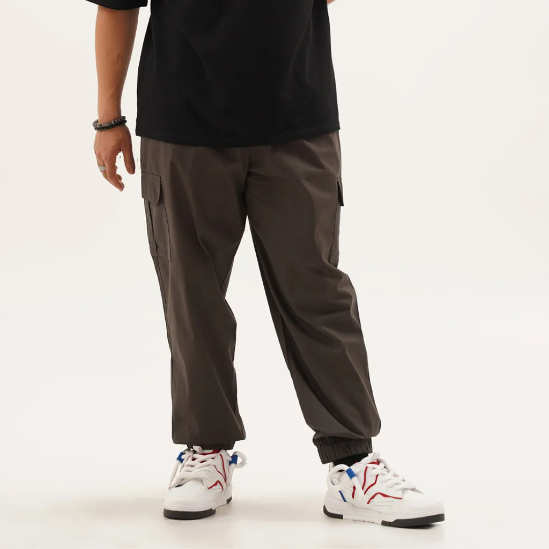 Aish Grey Cargo Parachute Pants