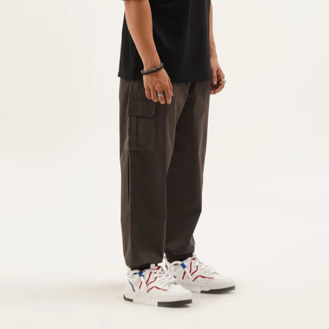 Aish Grey Cargo Parachute Pants