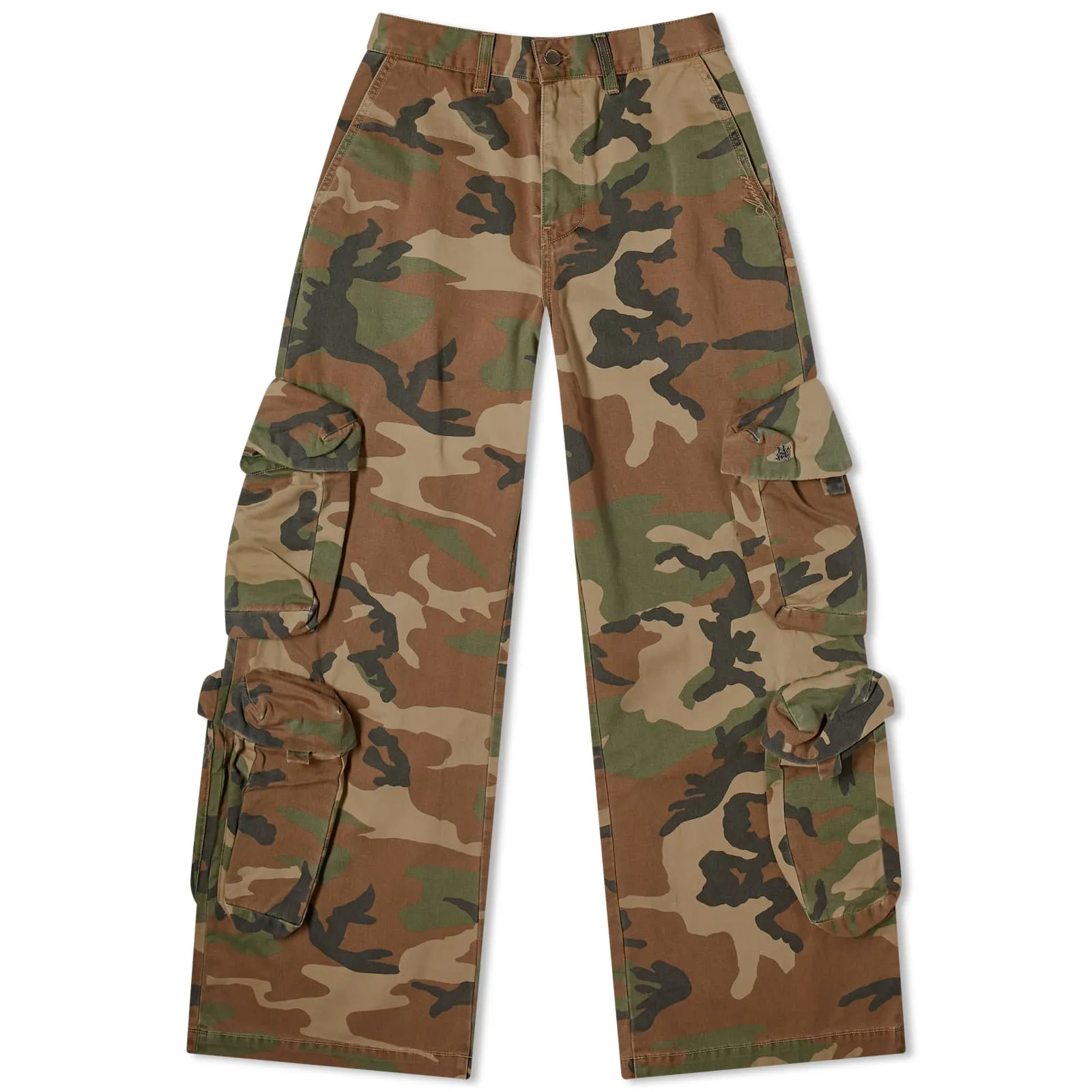 Amiri Camo Baggy Cargo Pants, Green Camo