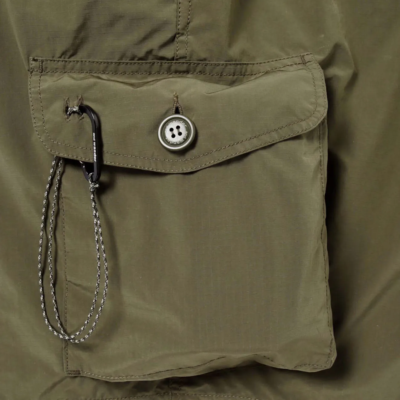 And Wander Oversized Cargo Short Pants Khaki