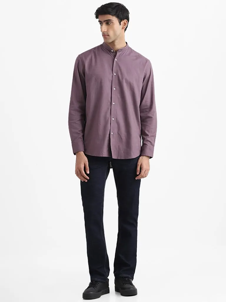 Ascot Purple Cotton Relaxed-Fit Shirt