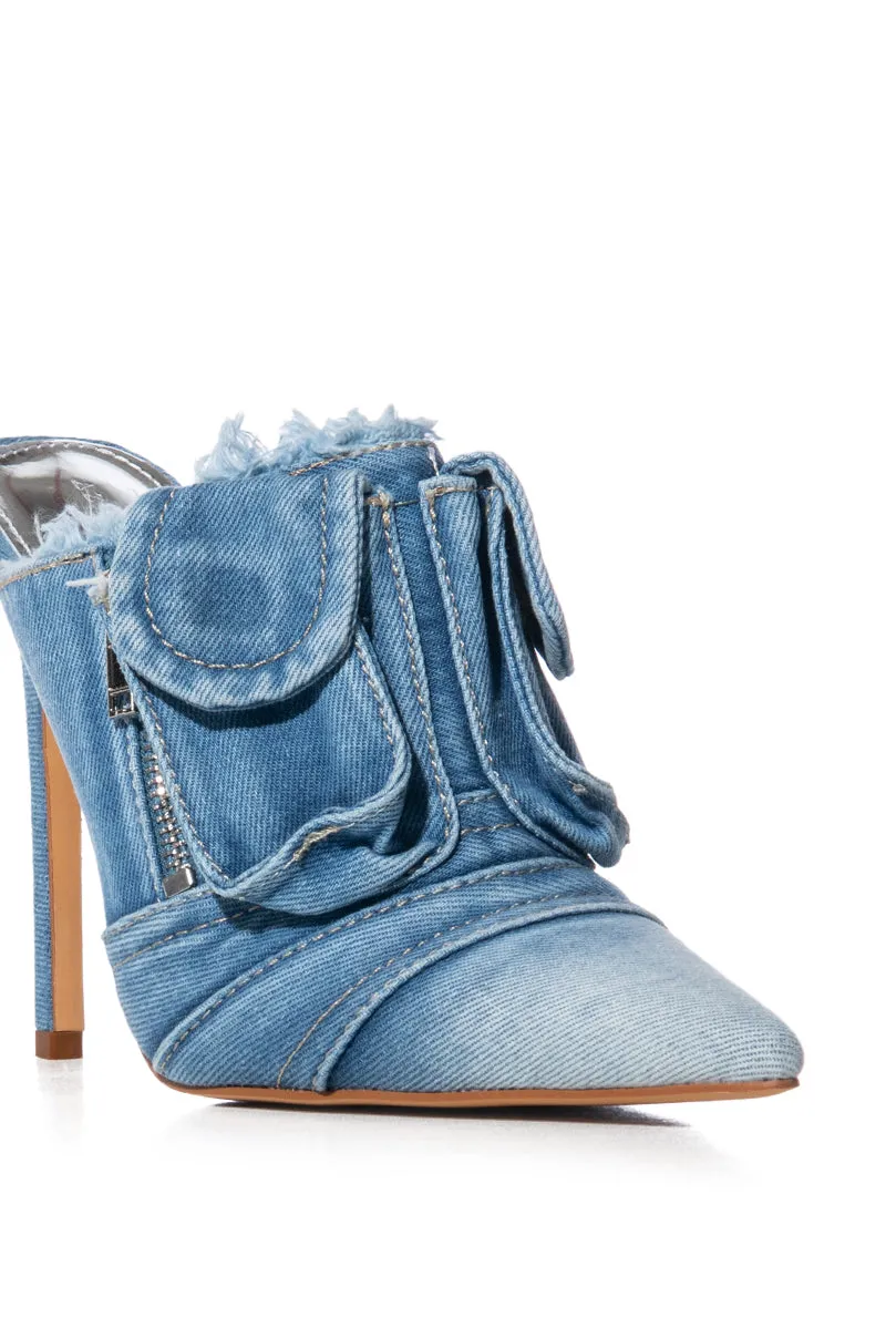 AZALEA WANG FREEDOM CLOSED TOE MULE IN DENIM