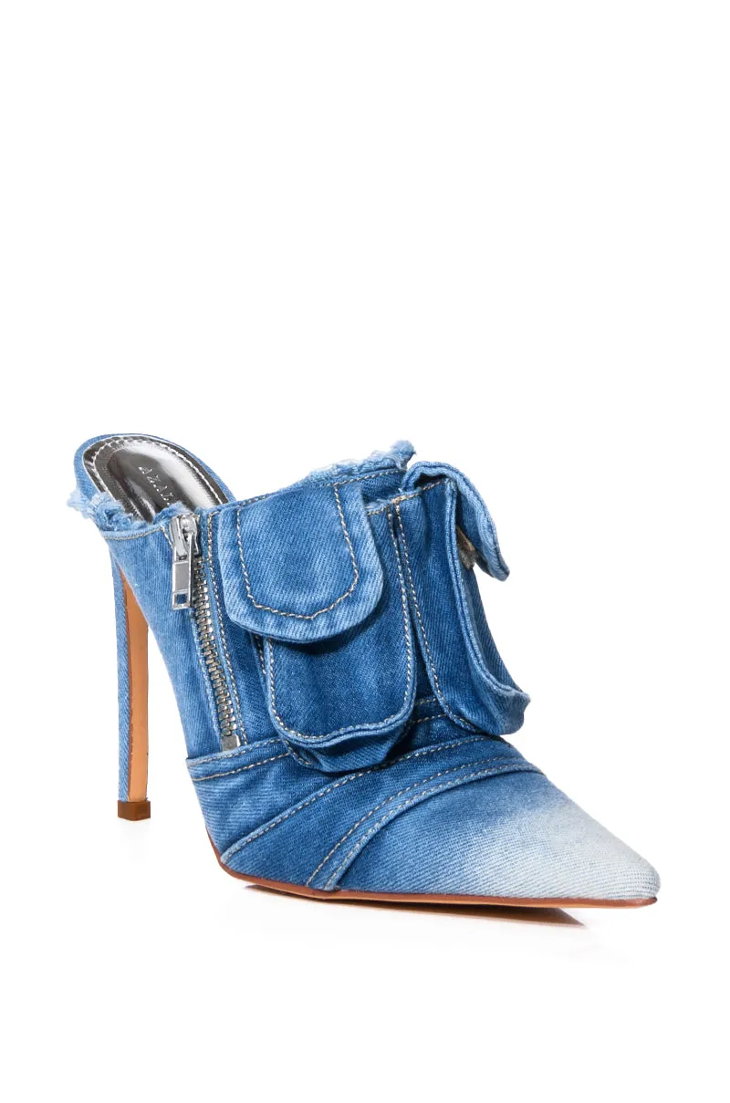 AZALEA WANG FREEDOM CLOSED TOE MULE IN DENIM