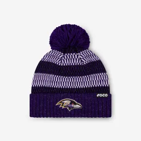 Baltimore Ravens Womens Cozy Knit Metallic Thread Pom Beanie