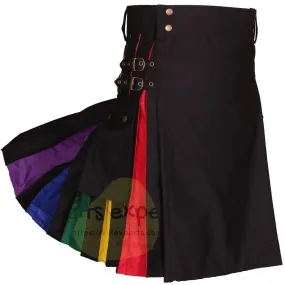 Black Rainbow Utility Kilt For Men