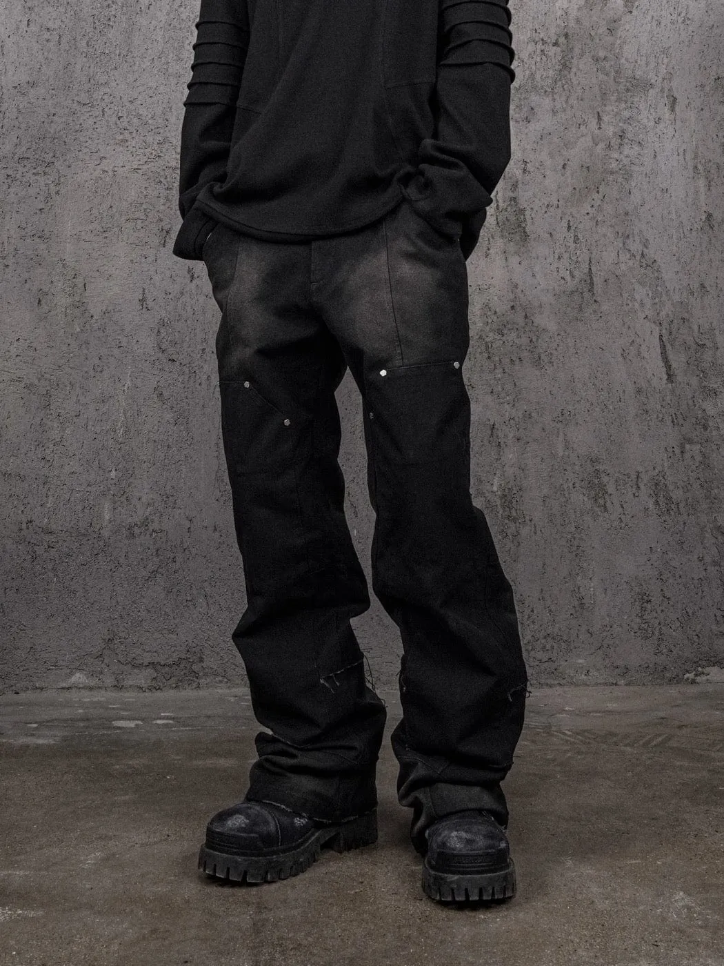 Black Tactical Rivet Cargo Pants