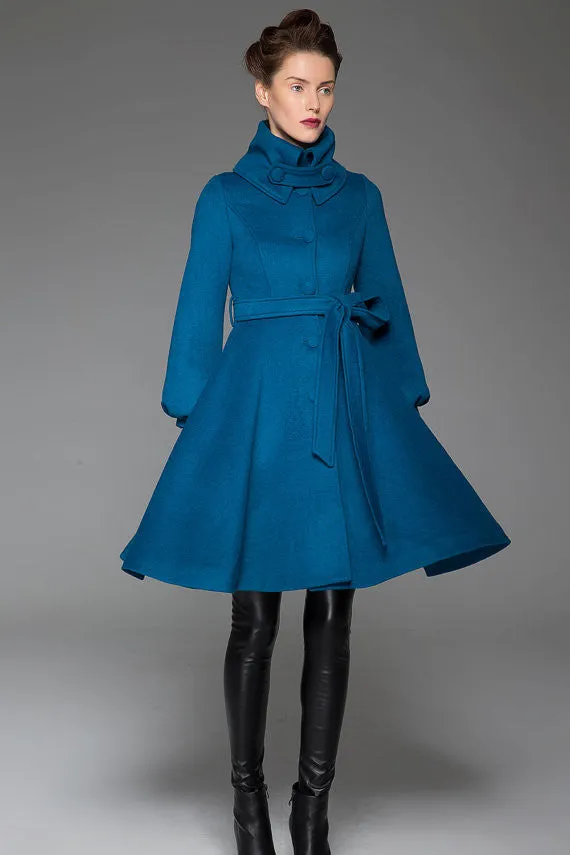 Blue wool jacket shawl collar coat winter jacket warm coat 1425#