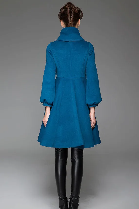 Blue wool jacket shawl collar coat winter jacket warm coat 1425#