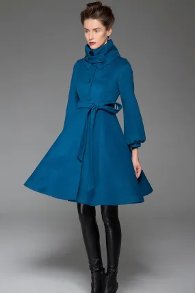 Blue wool jacket shawl collar coat winter jacket warm coat 1425#