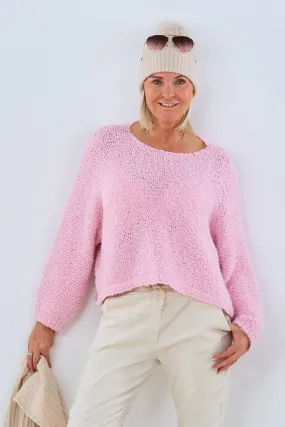 Bouclé Strickpulli, rosa