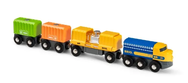 BRIO Train Three-Wagon Cargo Train 7 pieces 33982