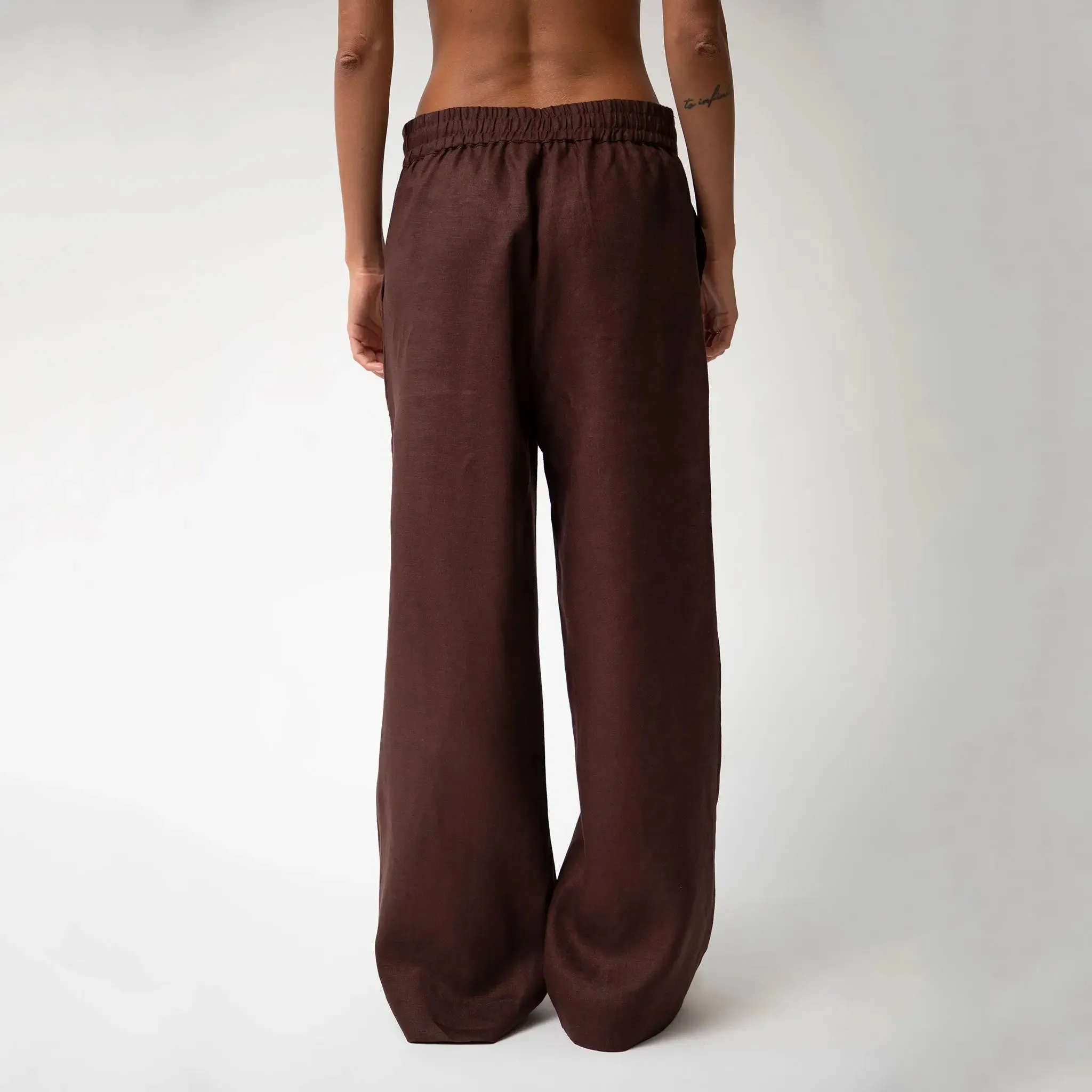 Brown Heavy Linen Wide-Leg Pants Perfect Days