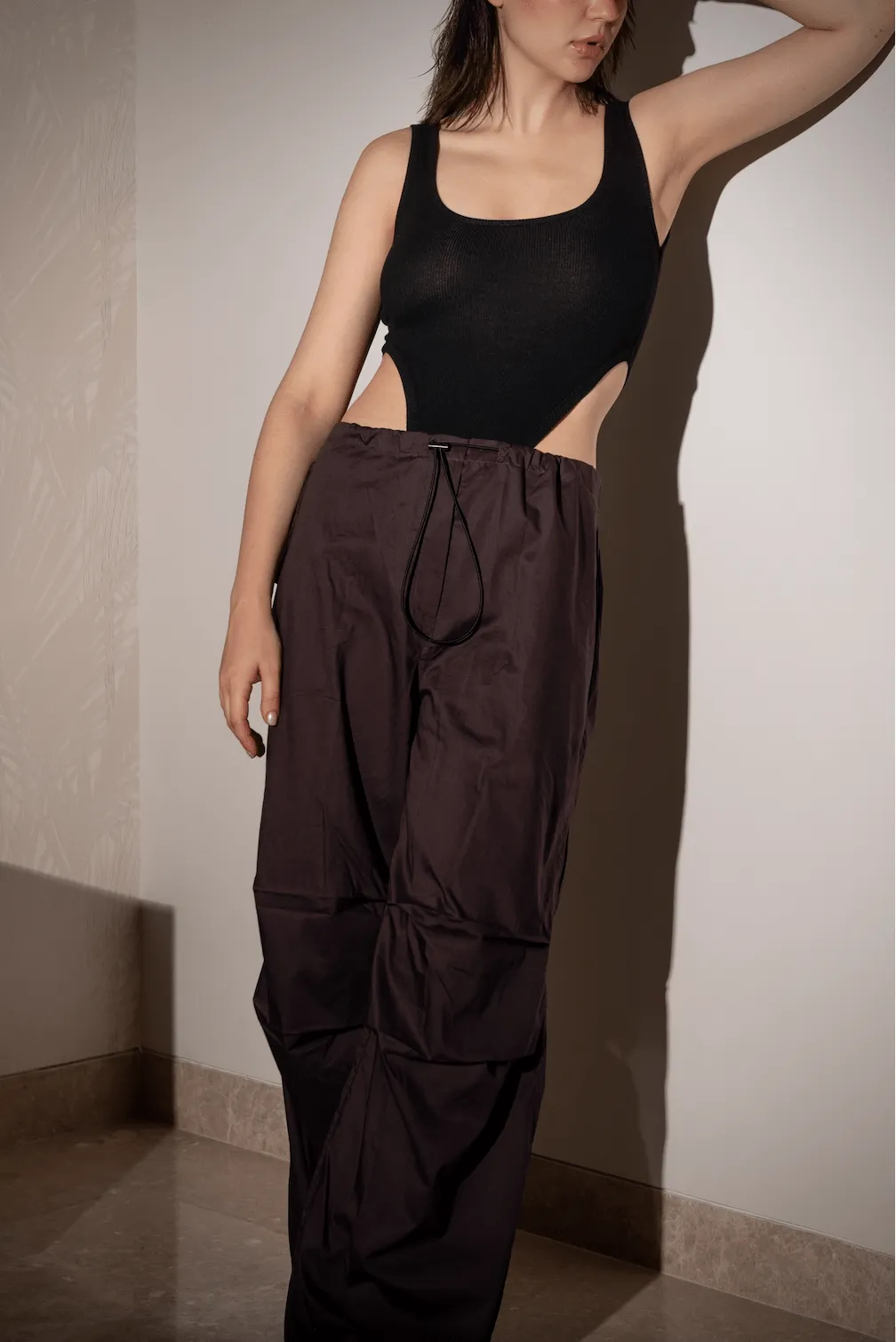 Brown Oversized Poplin Pants