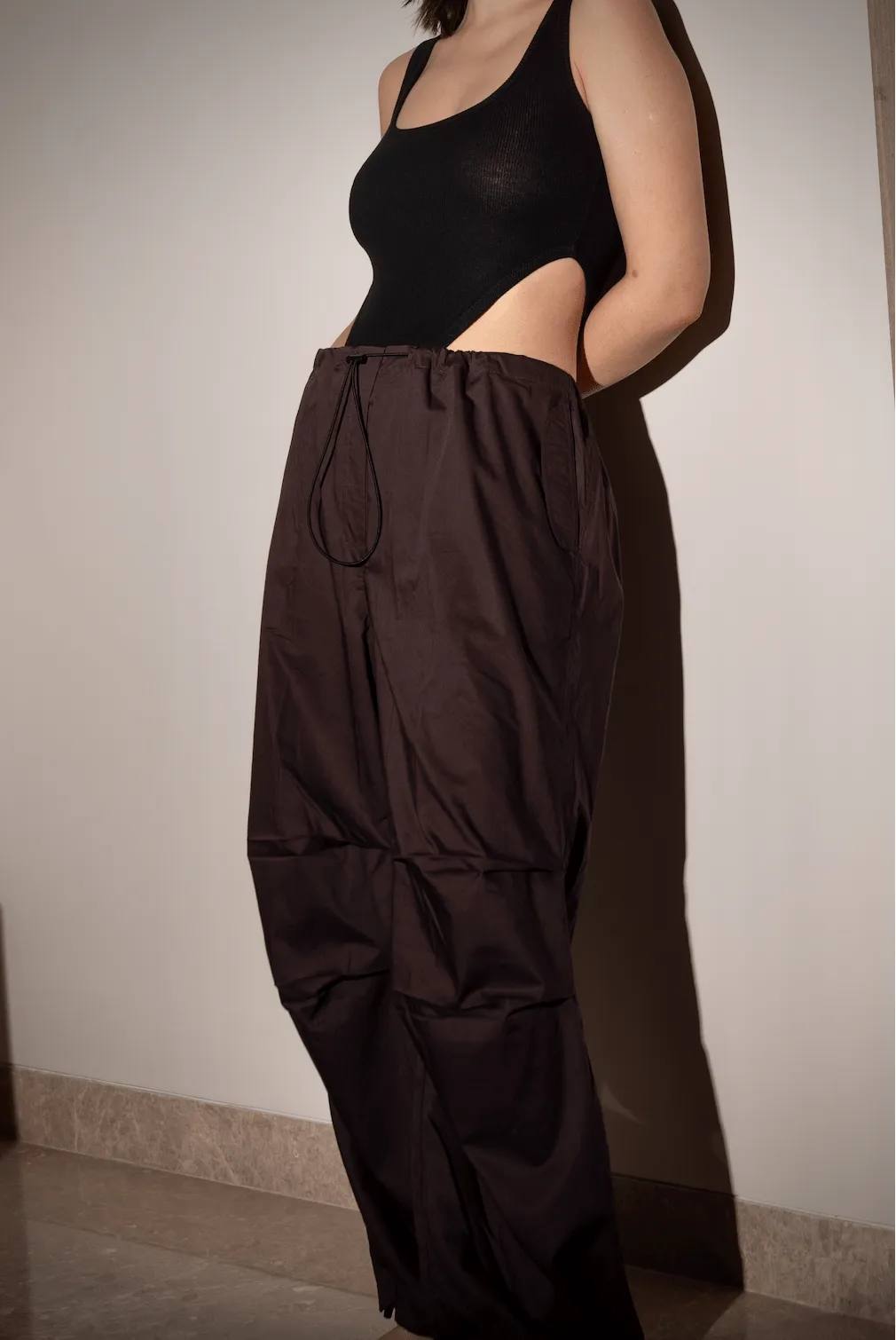 Brown Oversized Poplin Pants