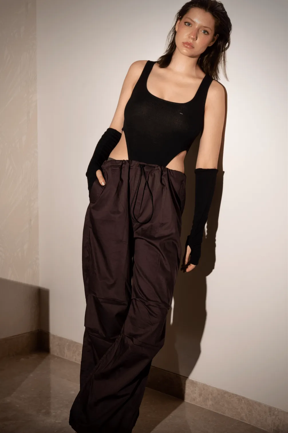 Brown Oversized Poplin Pants