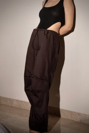 Brown Oversized Poplin Pants