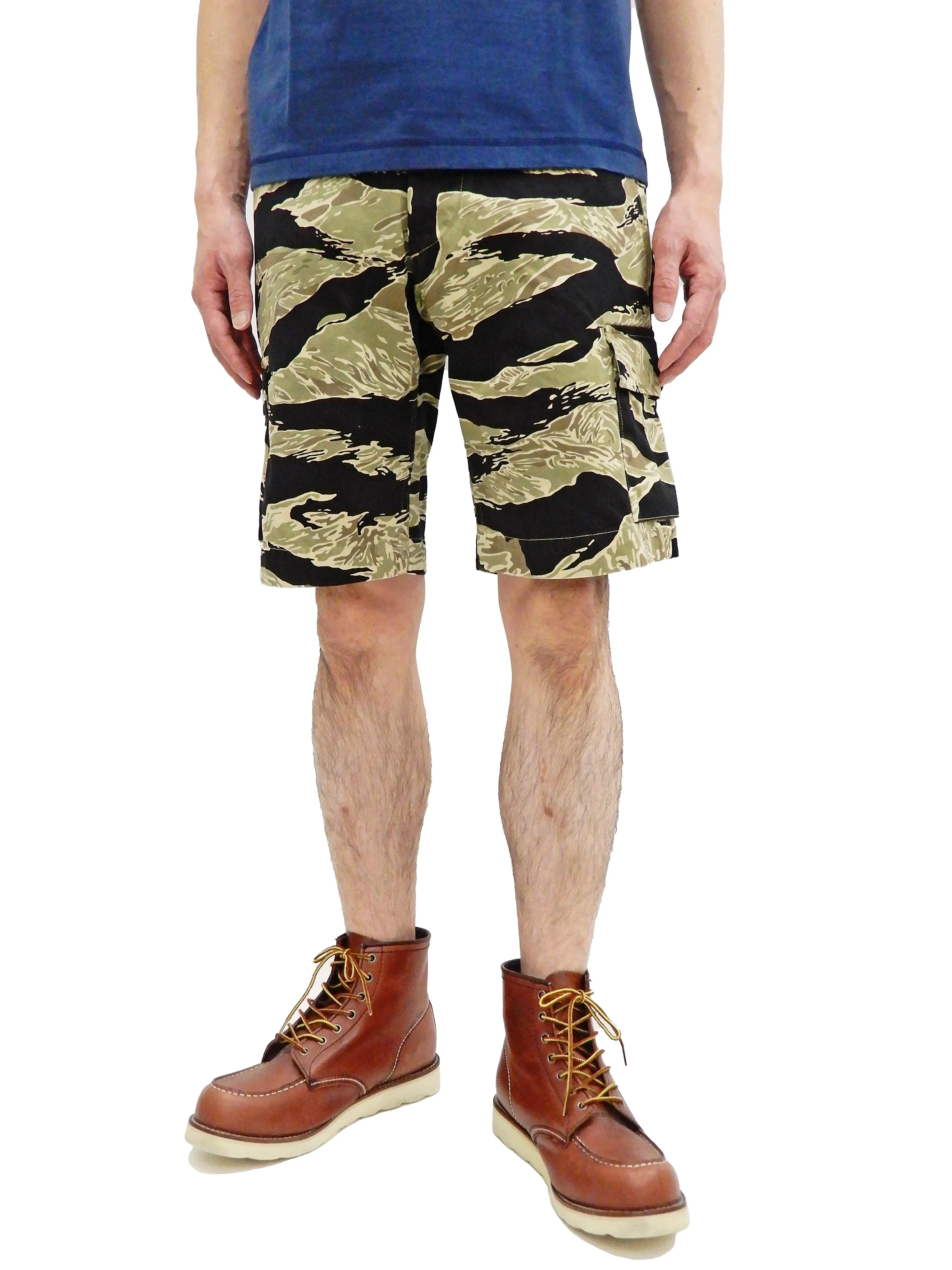 Buzz Rickson Men's Military Cargo Shorts Golden Tiger Camouflage Pattern BR51904