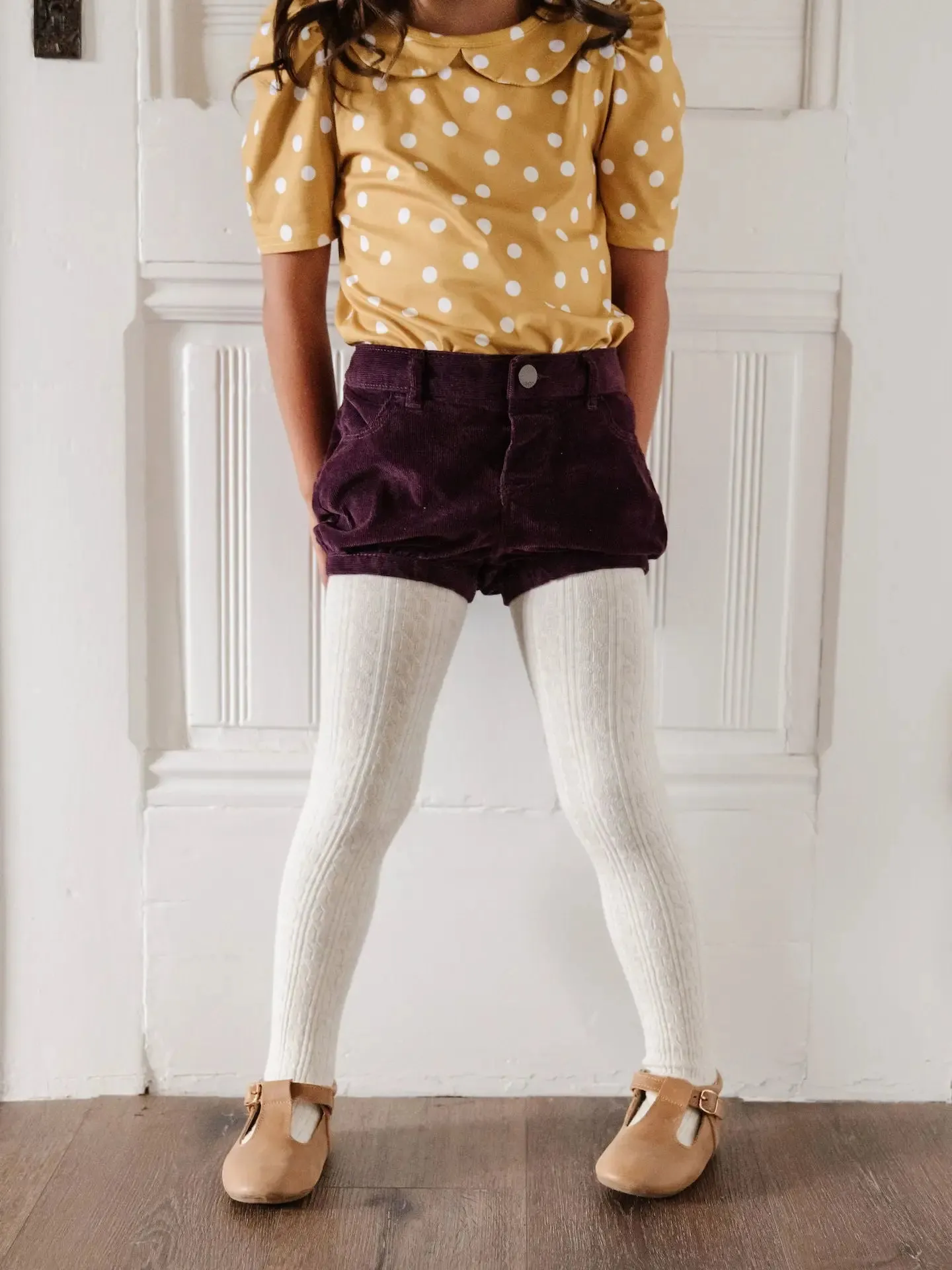 Cable Knit Tights - Heathered Ivory