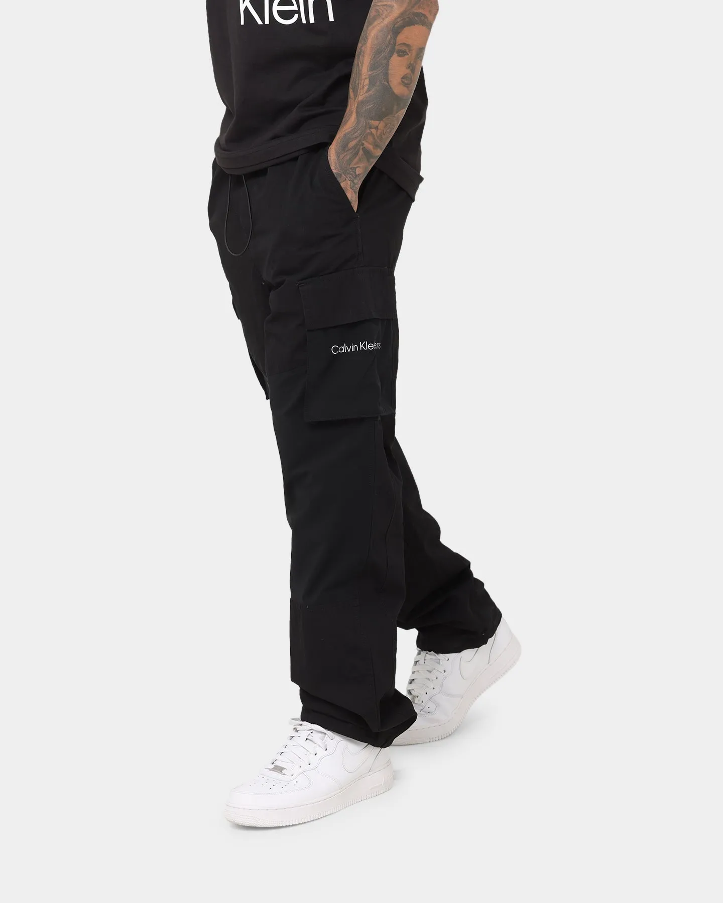 Calvin Klein Blocking Mixed Media Cargo Pants Ck Black