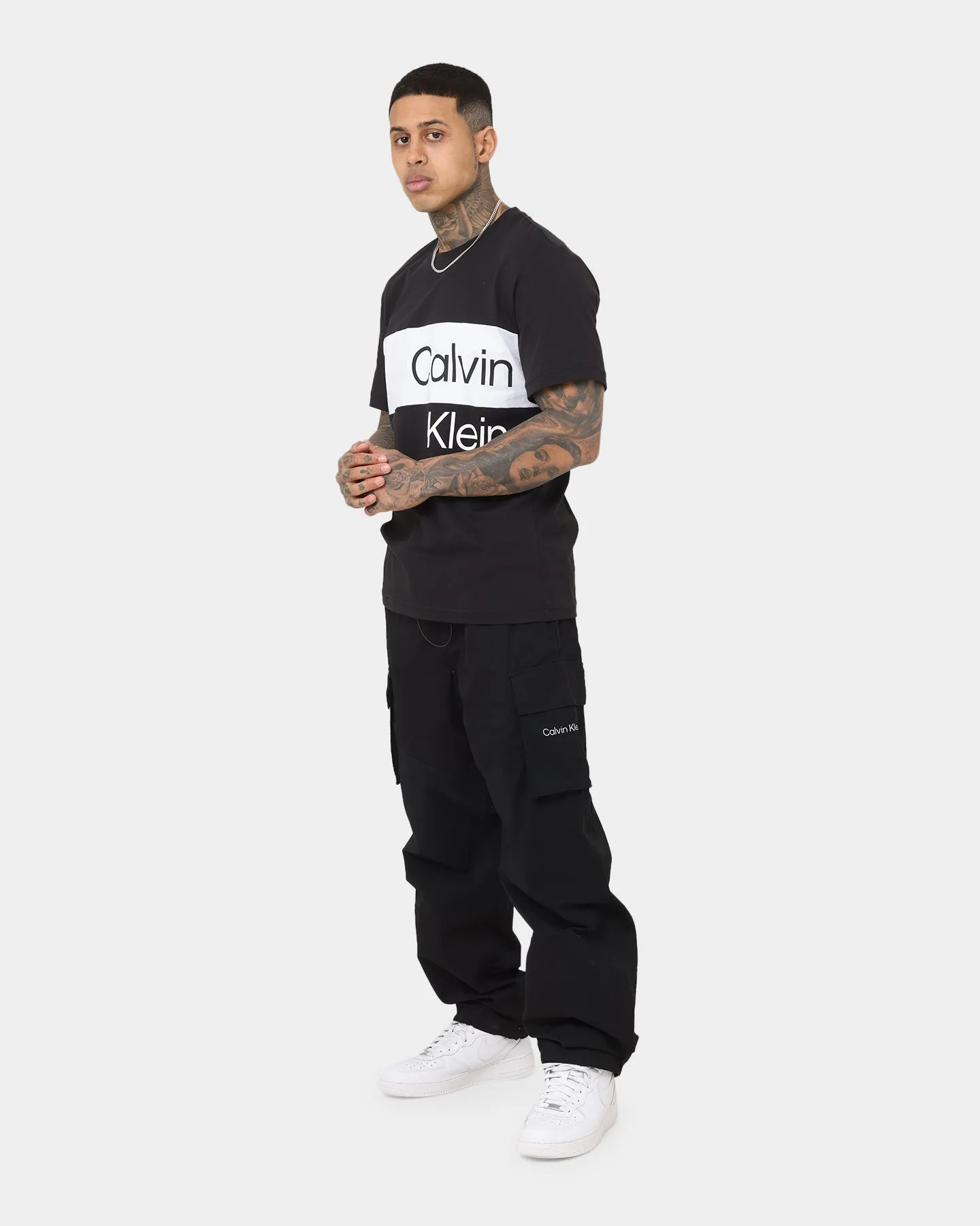 Calvin Klein Blocking Mixed Media Cargo Pants Ck Black