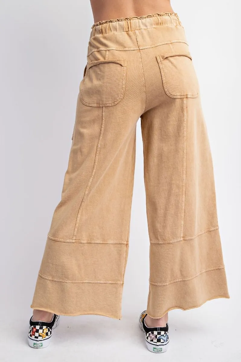 Camel Mineral Washed Terry Knit Pants