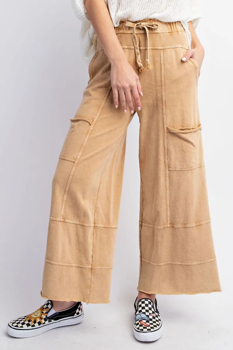 Camel Mineral Washed Terry Knit Pants