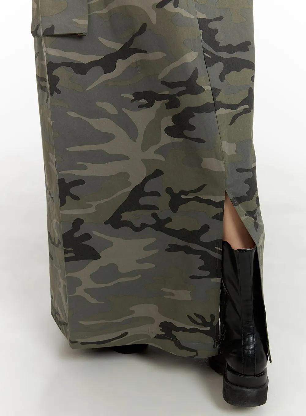 Camo Cargo Maxi Skirt CA418