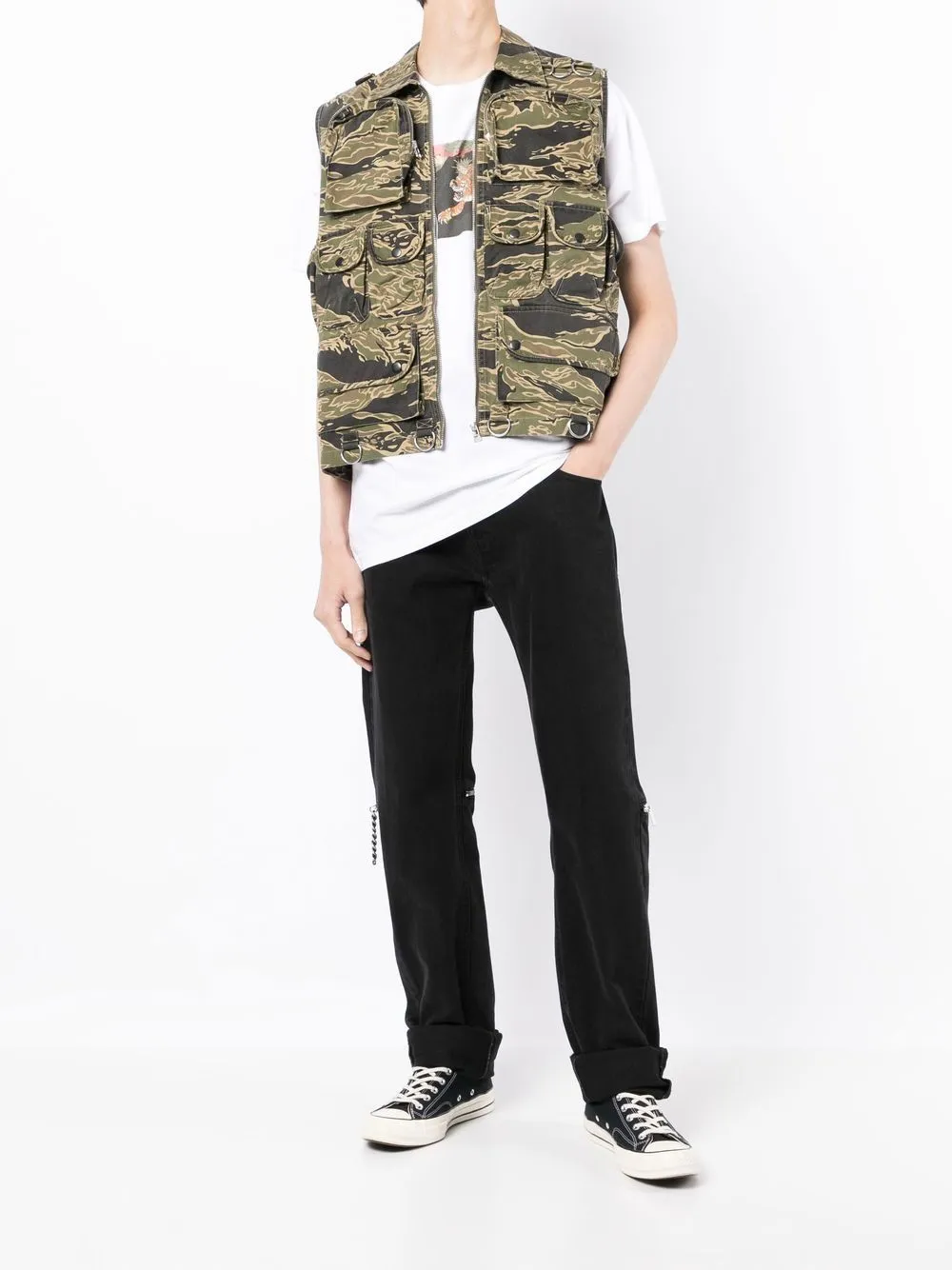 Camouflage-Print Cargo Vest