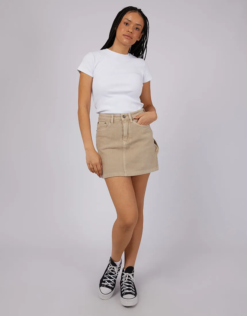 Cargo Denim Skirt Beige