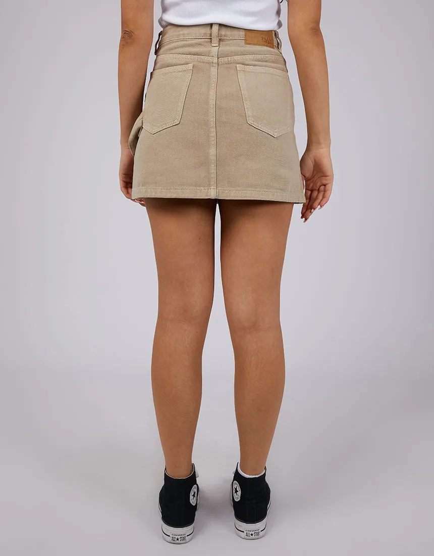 Cargo Denim Skirt Beige