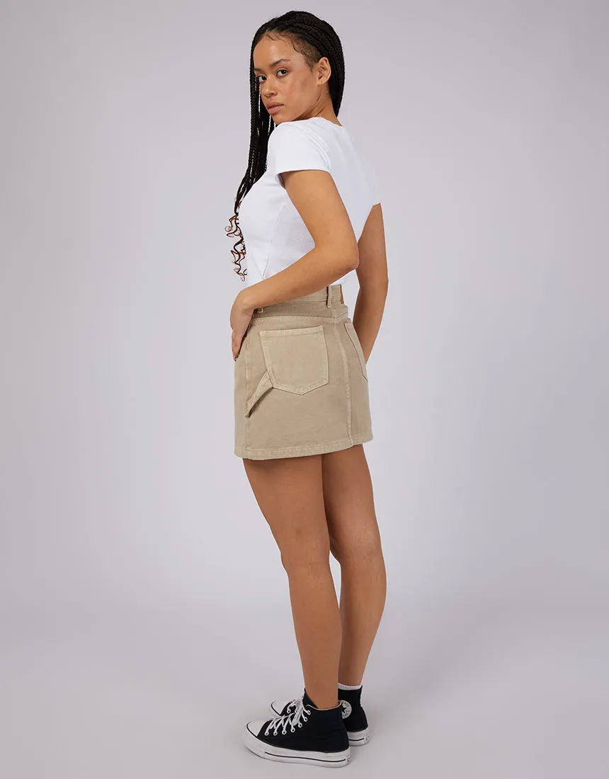 Cargo Denim Skirt Beige