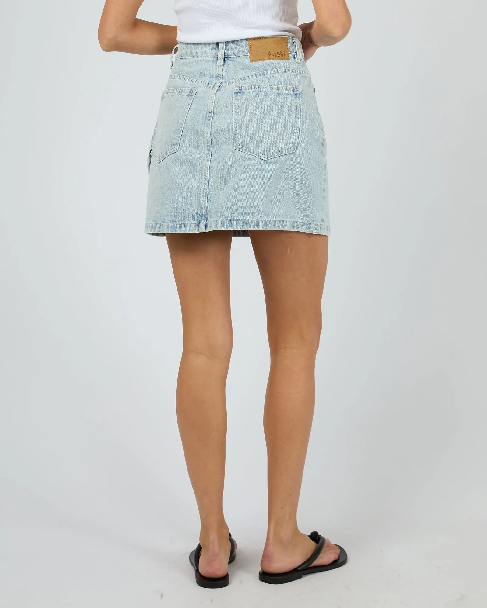 Cargo Denim Skirt Light Blue