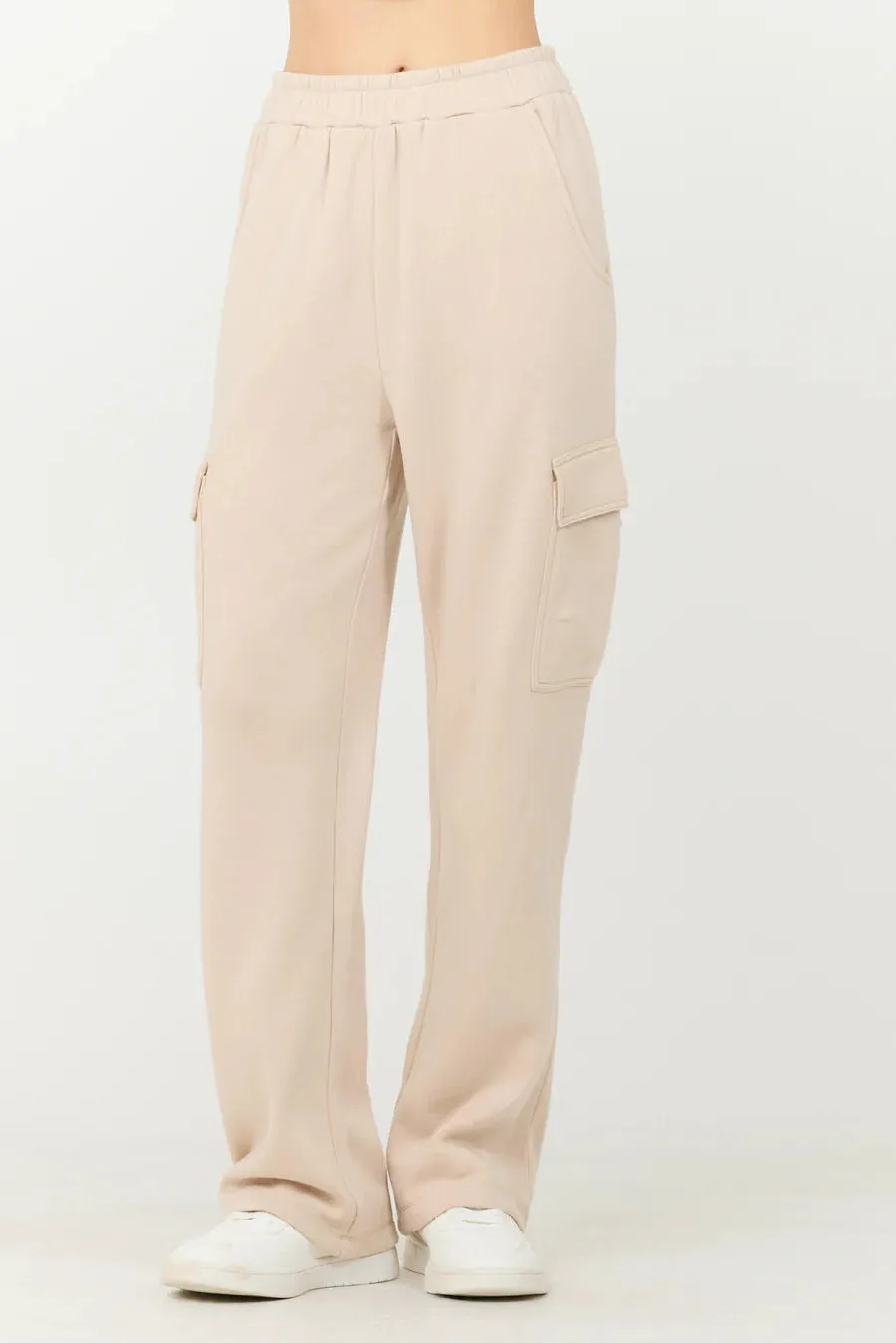 Cashmere Fleece Cargo Pants - Vanilla Cream