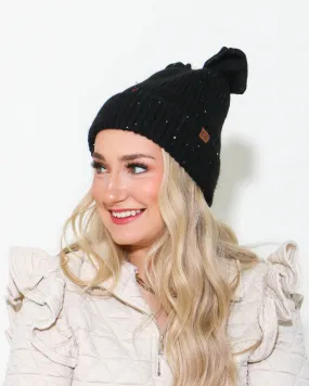 CC Bun Hole Bow Beanie