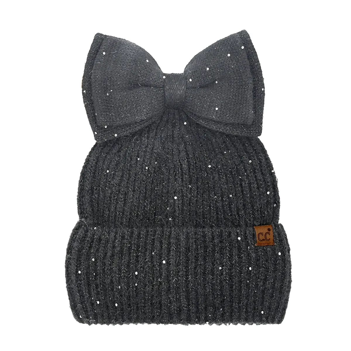 CC Bun Hole Bow Beanie