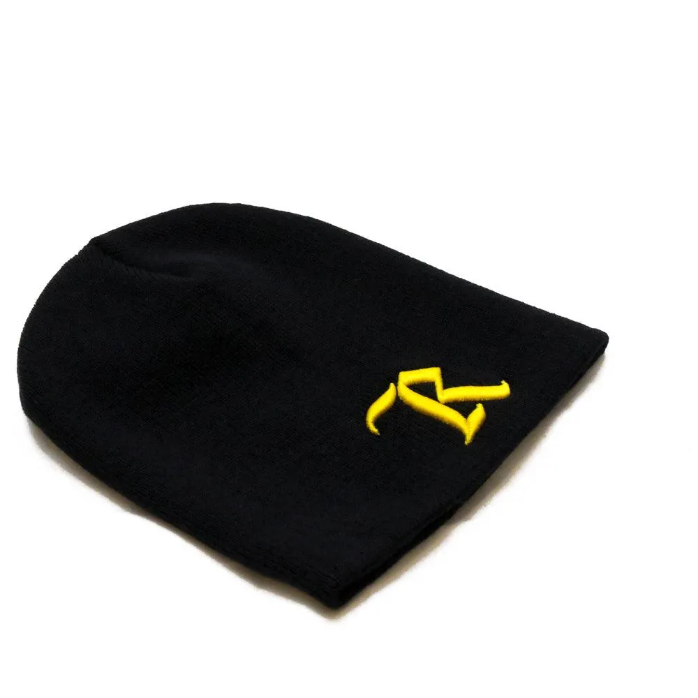 Classic Embroidered Beanie [BLACK N YELLOW]