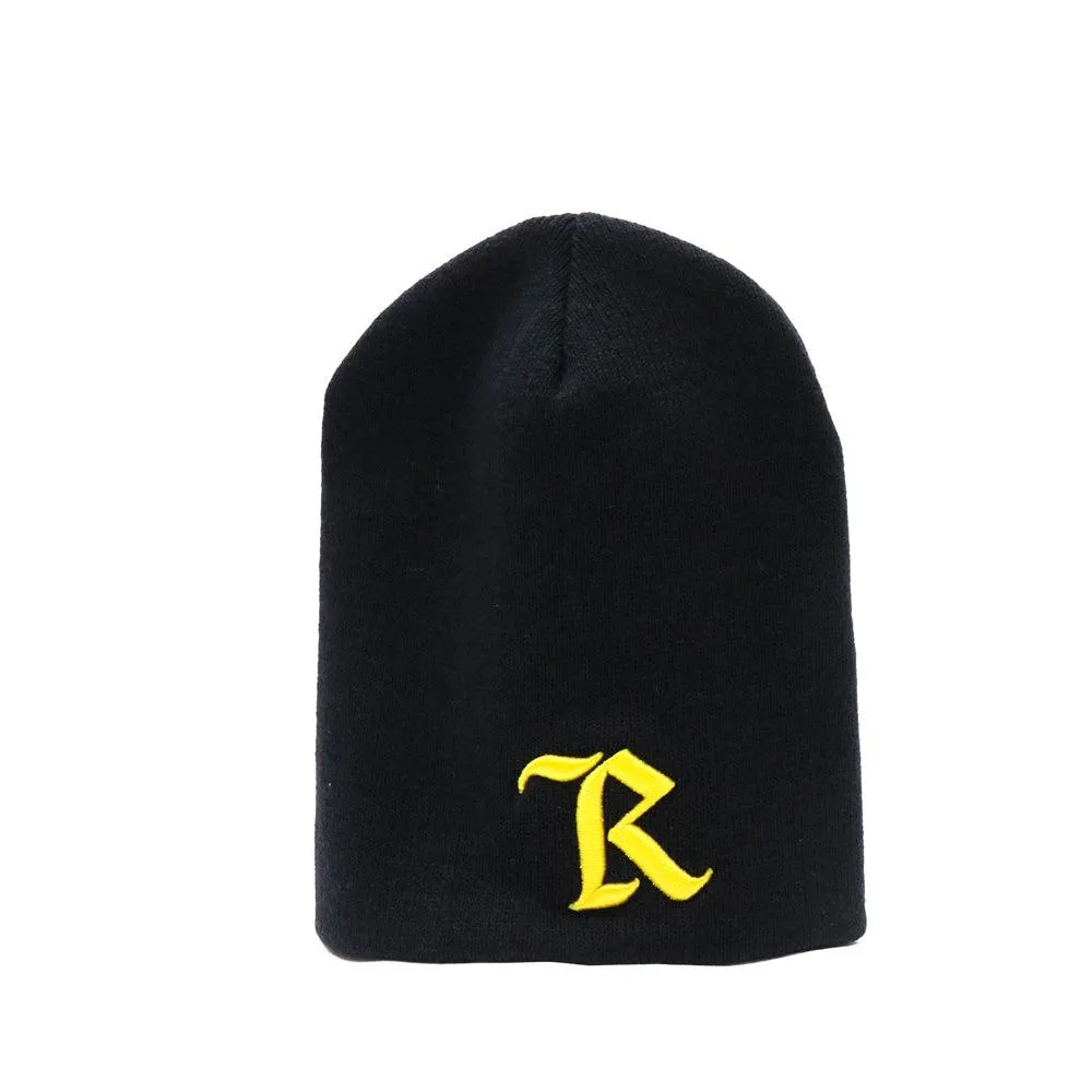 Classic Embroidered Beanie [BLACK N YELLOW]