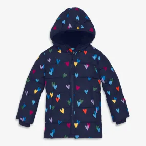 Clearance kids parka puffer coat in confetti hearts