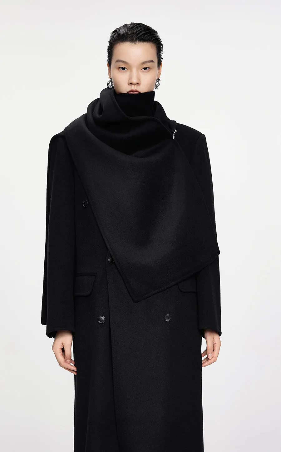 Coat / JNBY Mid-length Wool-cashmere Cape Coat