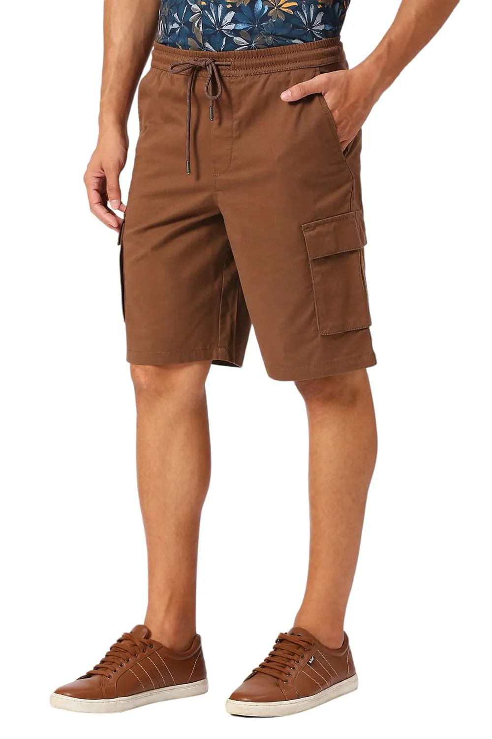 Comfort Fit Cotton Stretch Peach Twill Shorts