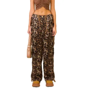 Compass Leopard Satin Vintage Paratrooper Pants