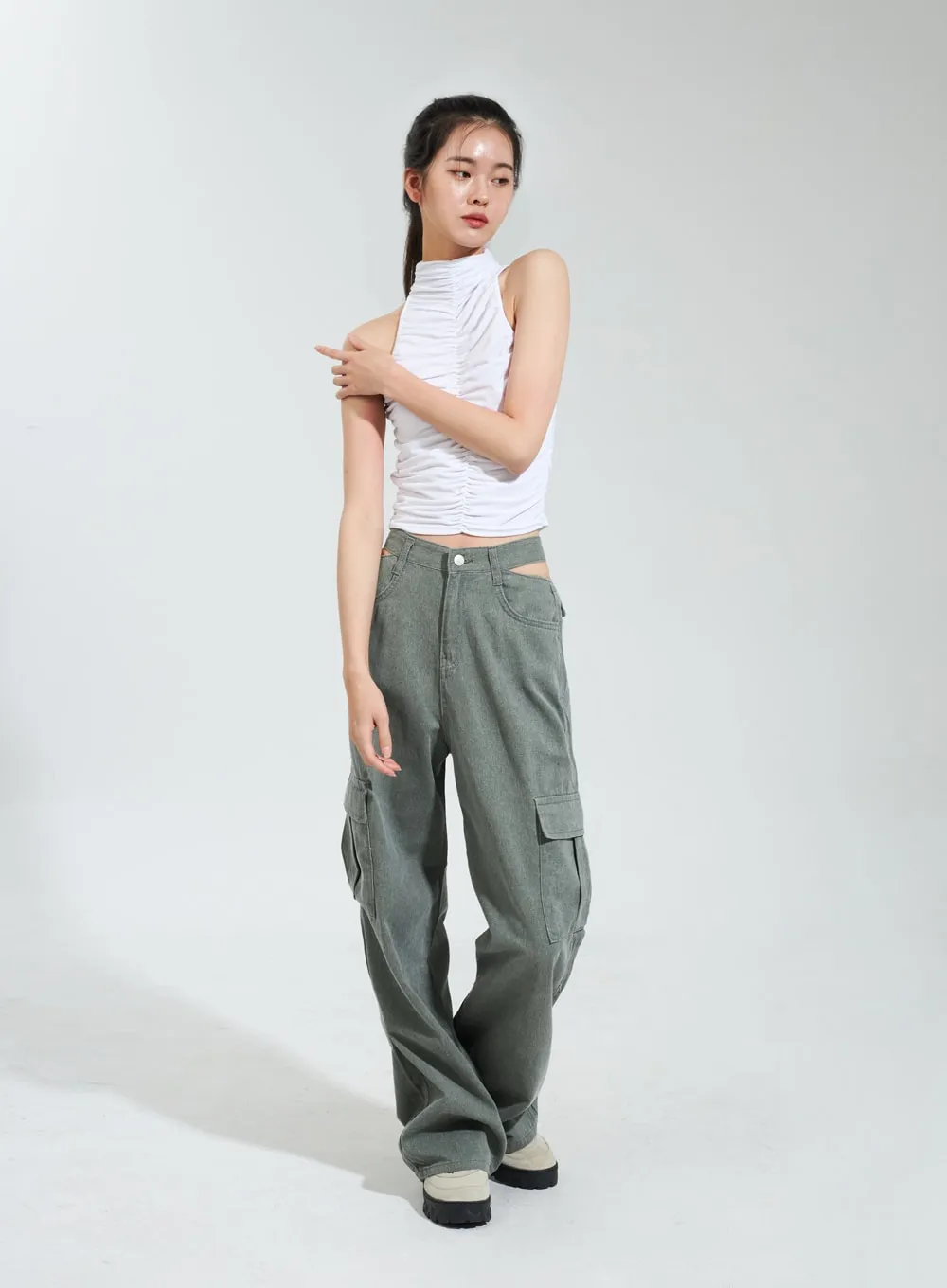 Cut Out Cargo Pants IY318