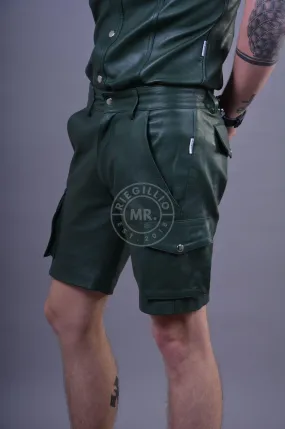 Dark Green Leather Cargo Short