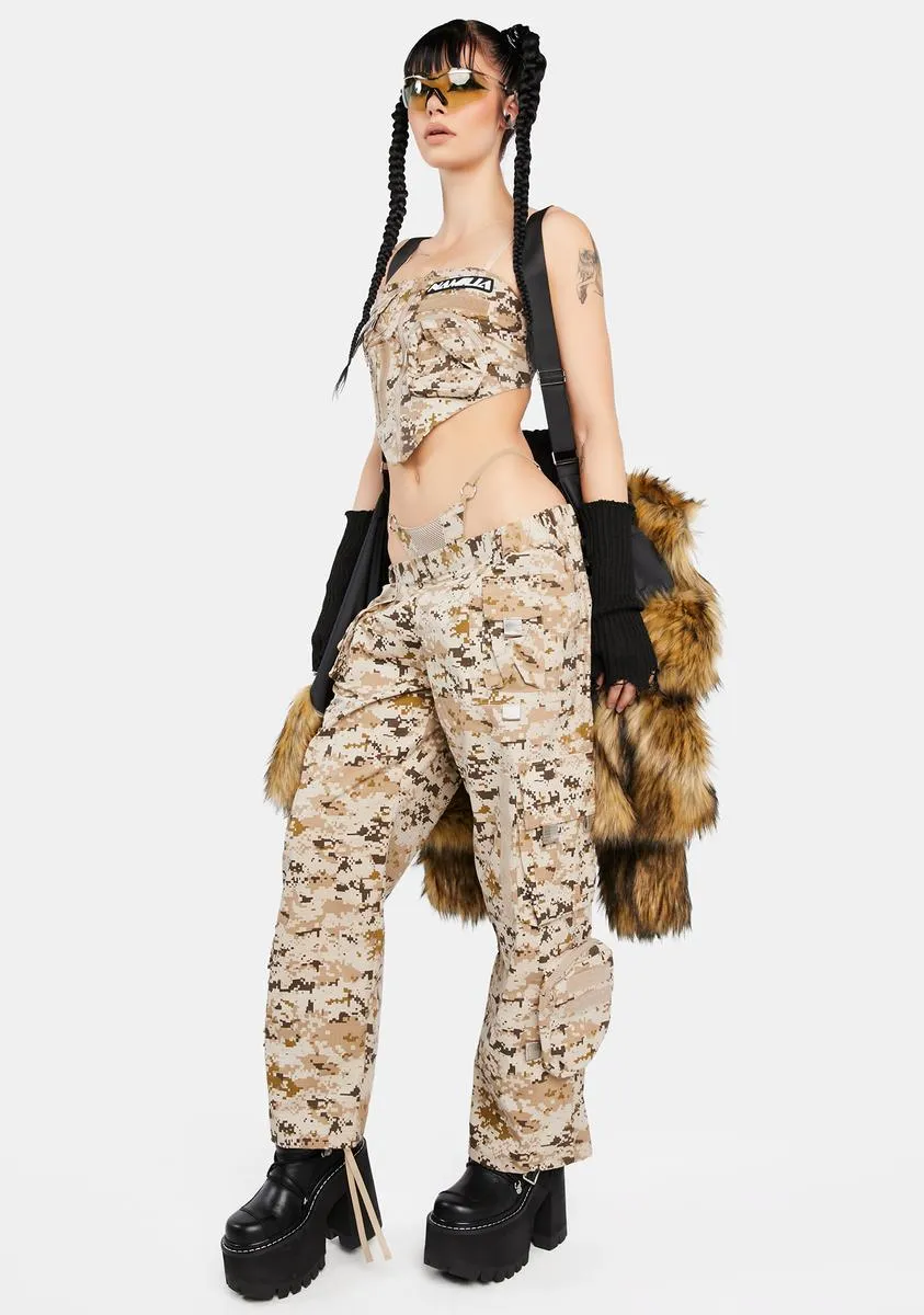 Desert Camo Tactical Pants With Detachable Panty