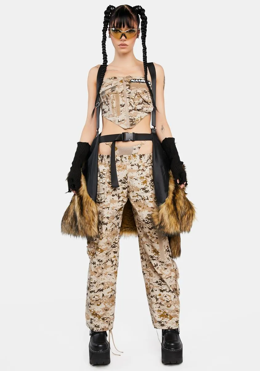 Desert Camo Tactical Pants With Detachable Panty