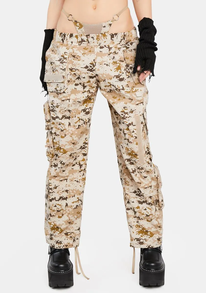 Desert Camo Tactical Pants With Detachable Panty